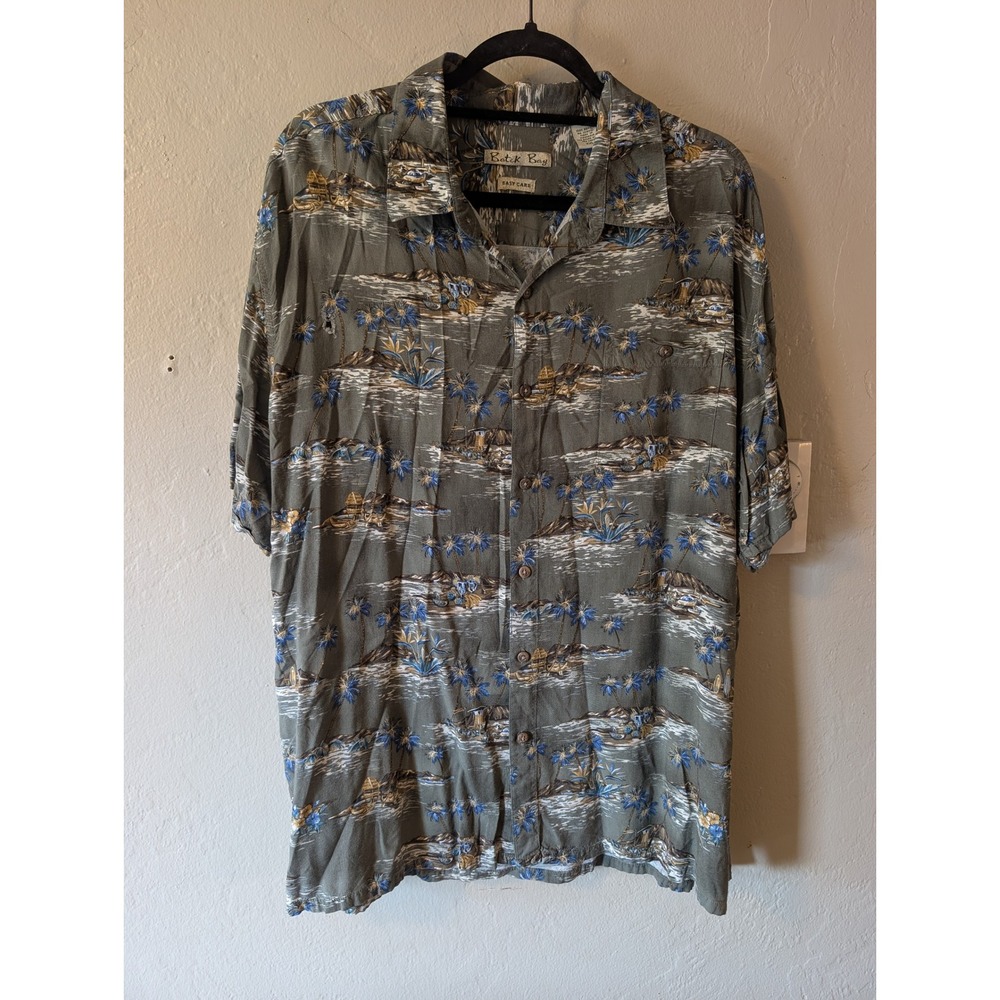Batik Bay Mens XXL hawaiian Shirt Tropical Palm Scenic Rayon Aloha Button Up